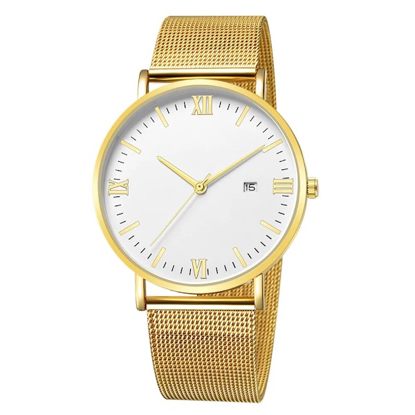 Ultratunn svart Lyxmode Herr Minimalistiska klockor Rostfritt stål Mesh - watch Herr Business Casual Analog Quartz klocka J-W
