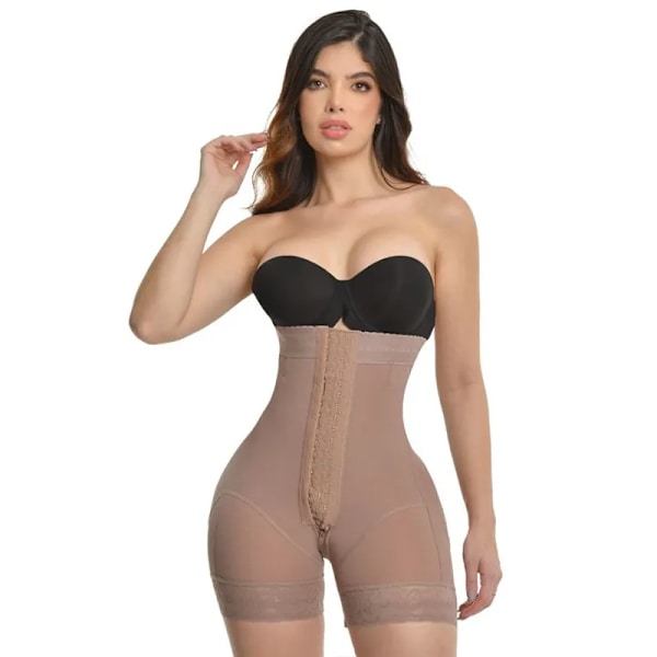 Fajas Colombianas Hook-eyes Body Magkontroll Underkläder Kompression Waist Trainer Timglas Body Shaper Pink M