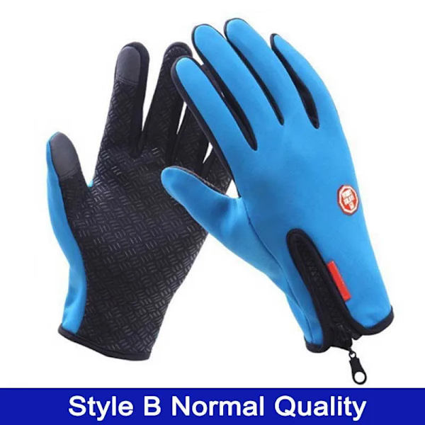 Pekskärm Vinter Thermal Varm Cykling Cykelhandskar Cykel Skidor Utomhuscamping Vandring Motorcykelhandskar Sport Helfinger B Blue L