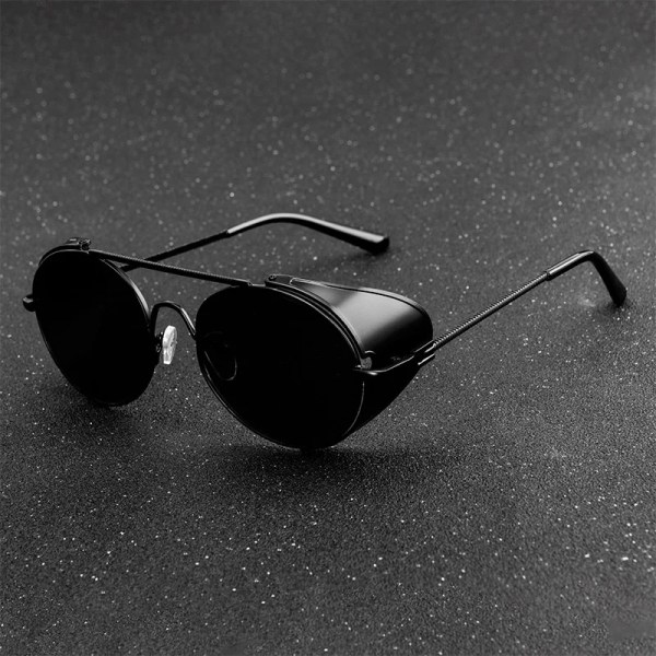 Runda solglasögon Man Kvinna Märkesdesigner Vintage solglasögon Klassiska glasögon för körning Metal Steampunk Retro Oculos De Sol Gold Brown other