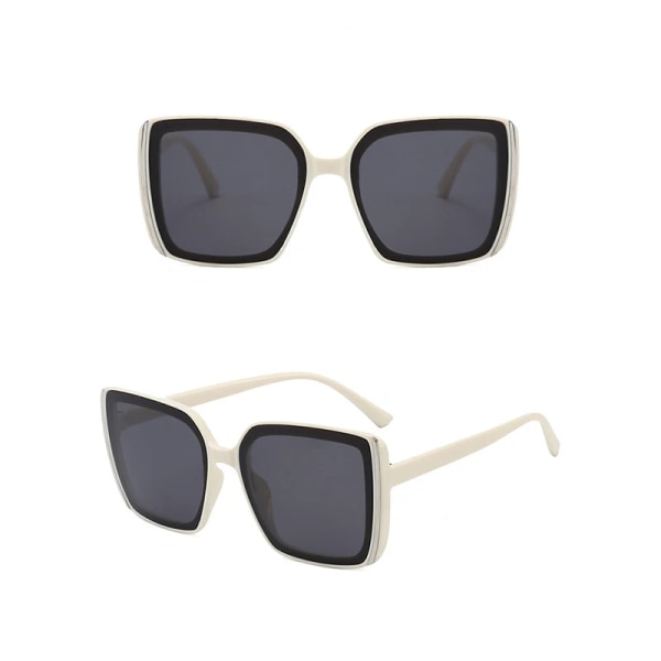 Nya dam överdimensionerade solglasögon Vintage män Modemärke Designer fyrkantiga solglasögon UV400 Dam Gradient Shades Glasögon Rice white As Picture