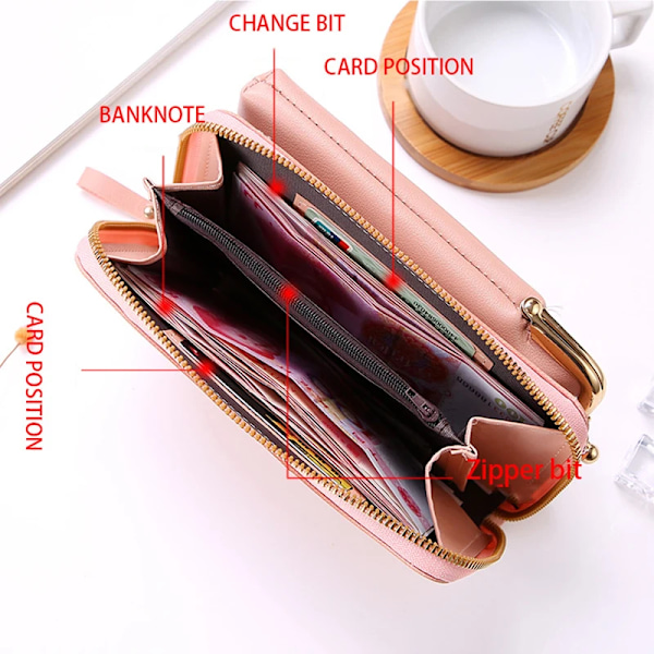 Kvinnor Telefon Crossbody Väska Pu Läder Mini Shoulder Messenger Bag Rese Bärbar myntväska Kortväska Väskor för flickor Plånböcker Apricot