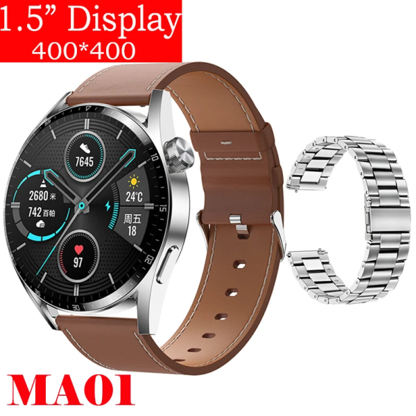 Ny Smart Watch Herr Android GT3 IP68 Vattentät NFC Smartwatch Trådlös Laddning Bluetooth Ring Herr Watch för Br Le-Si St smart watch
