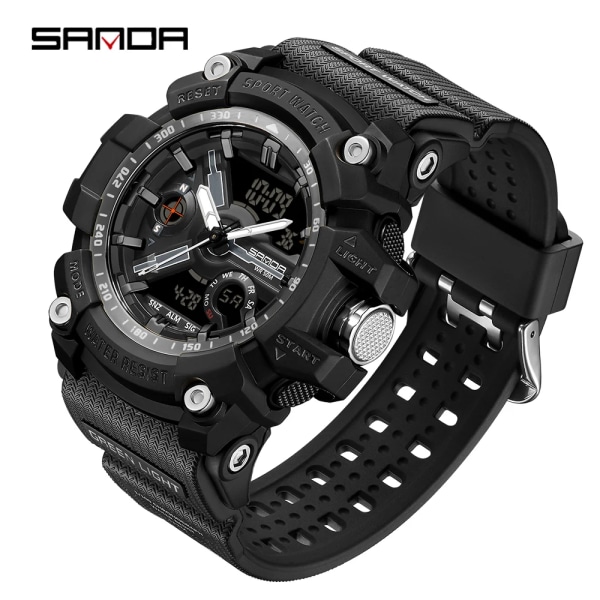 SANDA 3179 Digital Watch för män 50M vattentät watch Dual Display Quartz Watch för män Luminous Relogio Masculino black blue
