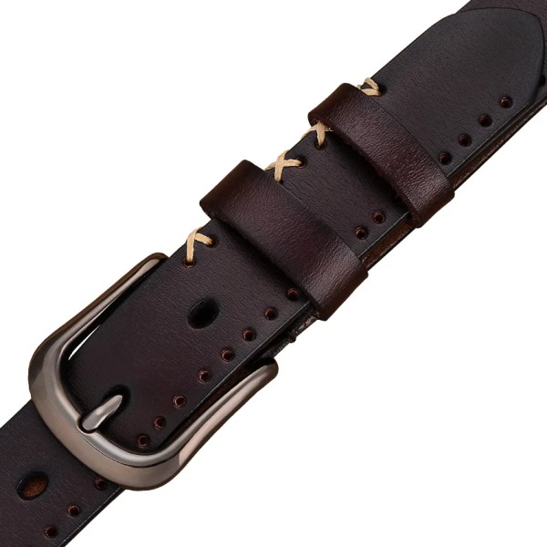 Äkta läderbälten för kvinnor Modedesigner syr ihop kvinnabälte Kvalitetsnålsspänne koskinnsrem kvinnlig bredd 2,8 cm Light brown 115cm