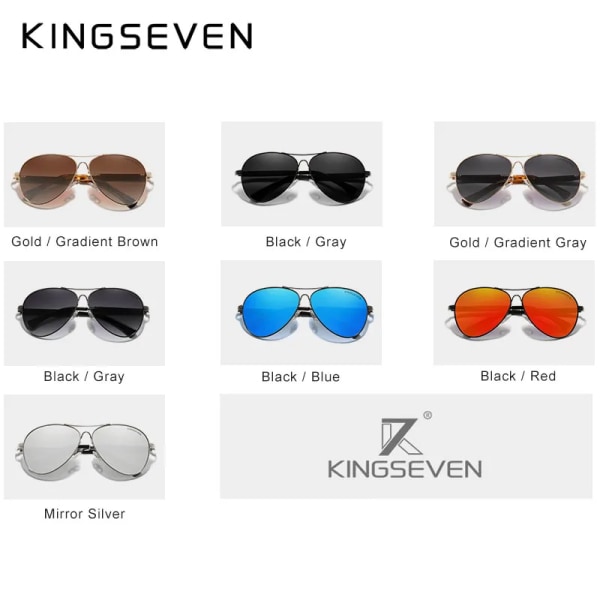 KINGSEVEN 2022 New Trend Quality Titanium Alloy Solglasögon herr Polariserade solglasögon Dam Pilot Mirror Glasögon Oculos de sol Mirror silver Orignal