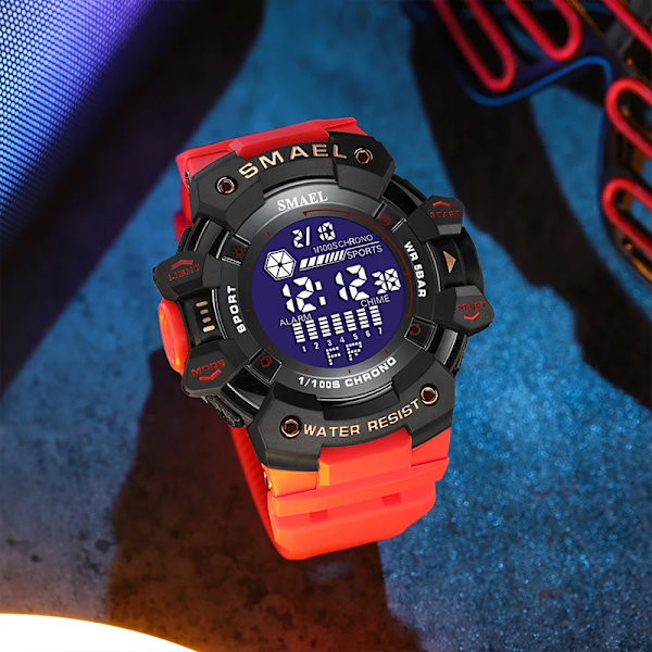 2023 Herrklockor Lyx Man Watch SMAEL 8050 Vattentät Big Dial Mode LED-bakgrundsbelysning Sport Digital watch för män Black Style 1WT