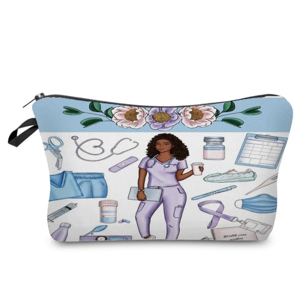 Tecknad Tandläkare Sjuksköterska Print Kosmetikväskor Mode Kvinnor Designer Sminkväska Värmeöverföring Organizer Pennfodral hz4563 Nurse Bag