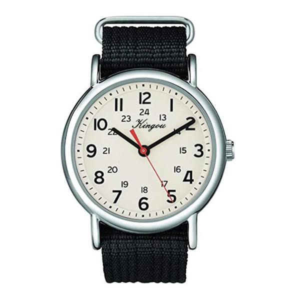 Watch Militär nylon Vattentät kvartsklockor för män Pojke anti-scratch Spegel 40 mm Armbandsur Födelsedagspresenter Red White