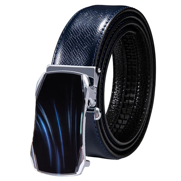 Högkvalitativt märke herrbälten blå koläder Automatiska spännen Spärr midjeband Bälte för män Klänning Jeans Kostym Byxor Present 2048DME 120cm
