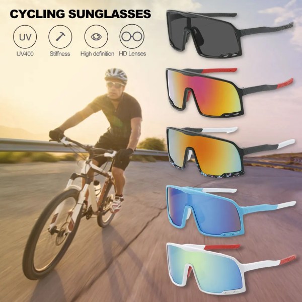 Stor fyrkantig ram utomhus UV400 Cykelsolglasögon MTB Bike Shades Cykel Solglasögon Sport Löpning Cykel Ridning Solglasögon Black Red