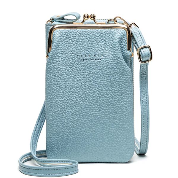 Mode Kvinnor Mini Crossbody-väska & handväskklämmor Telefonpaket Kvinnlig Clutch-plånbok Damer Liten handväska Pu-läder Axelväskor Lt Blue