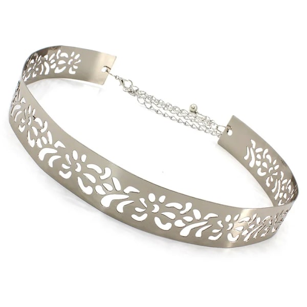 Modedesigner Guld Silver Justerbar Metall Bred Bling Midjeband Tallrik Damkedjor Midjebälte Kvinna Spegel Midjeband Silver Hollow 3.5cm One Size