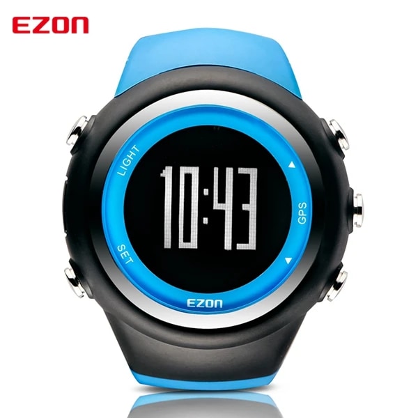 EZON GPS löparsportarmbandsur med tempo, hastighet, distans, gps-tidstjänst, professionell sportdatafunktion T031 Blue