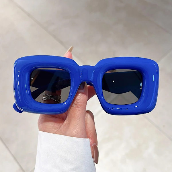 KAMMPT överdimensionerade fyrkantiga solglasögon Män Kvinnor Mode Uppblåsta bågar Solglasögon Trendig Ny design UV400 Goggle Solglasögon white as picture shows