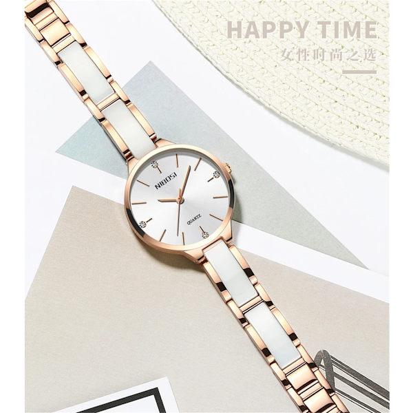 NIBOSI relógio feminino Nytt modemärke Watch Lyx Quartz Dam keramisk watch Klockor Vattentäta klockor för kvinnor white
