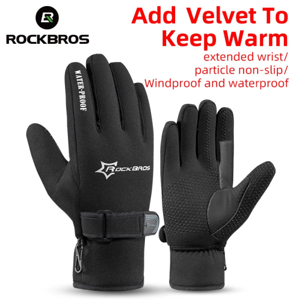 ROCKBORS Thermal Warm Bike Handskar Andas Vintercykel Hela Handskar Herr Dam Vindtät Snowboard Motorcykel Cykelhandskar S074BK S