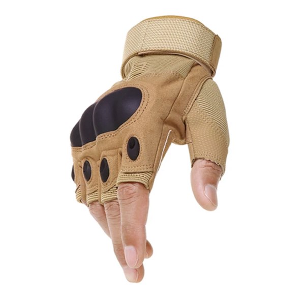 Taktiska utomhushandskar Airsoft Sporthandskar Halvfinger Militär Män Stridshandskar Andas Skytte Jakt Cykelhandskar Khaki L