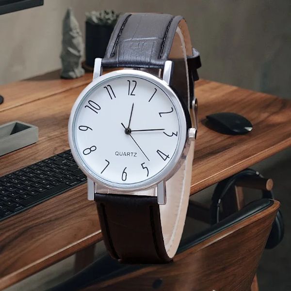 Herrklockor Top Lyx Watch Watch Man Klocka B white surface black belt