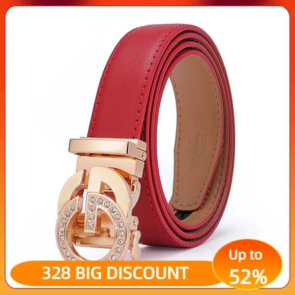 BISONDENIM 2022 New Fashion Classic äkta kohudsläderbälten för kvinna Lyxigt designermärke Bälte Automatiskt spänne B60226-2C one size