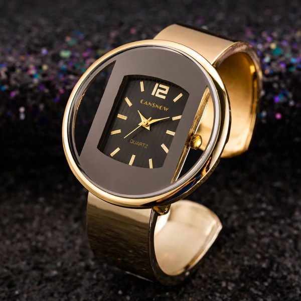 Lyxmärke Guld Silver Damklockor Stål Watch Creative Girl Quartz Armbandsur Saat Montre Relogio Feminino Gold Gold