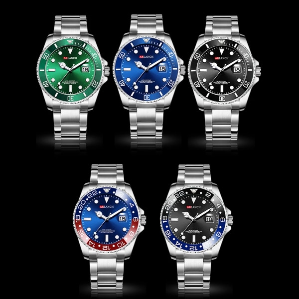 ARLANCH Hot Sell Herr Quartz Watch Toppmärke Date Sport Klockor Mode Lyx Vattentät Helt Stål Man Klocka Relogio Masculino Gold green