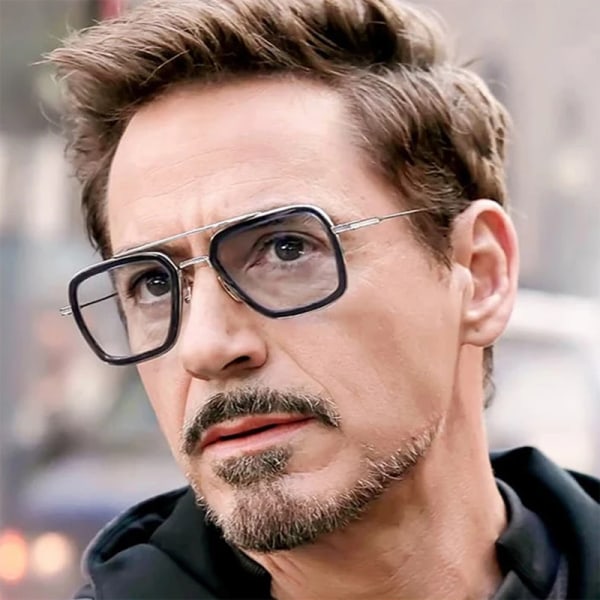 Tony Stark Lyx Män Pilot Solglasögon Man Polariserad Fotokrom Solglasögon Metall Körglasögon Förare Glasögon Oculos De Sol silver clear metal