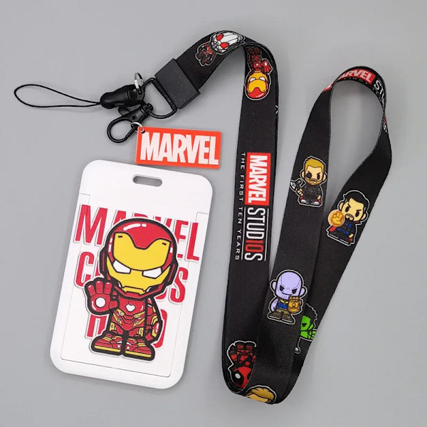Ny Marvel PVC-korthållare Spiderman Captain America Iron Man Super Hero Anime Print Student Campus Card Cover Lanyard ID-kort Xhmw03