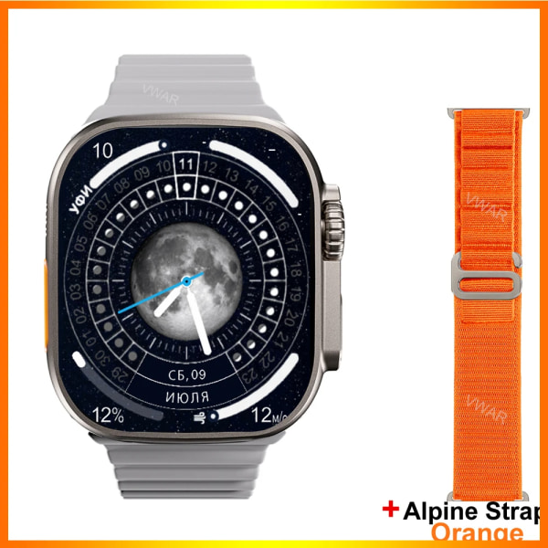 VWAR ZD8 Ultra MAX Plus Smart Watch Series 8 Kompass 49mm Titanium Alloy Bluetooth Call NFC ECG IP68 Vattentät Smartwatch Gold Alpine O