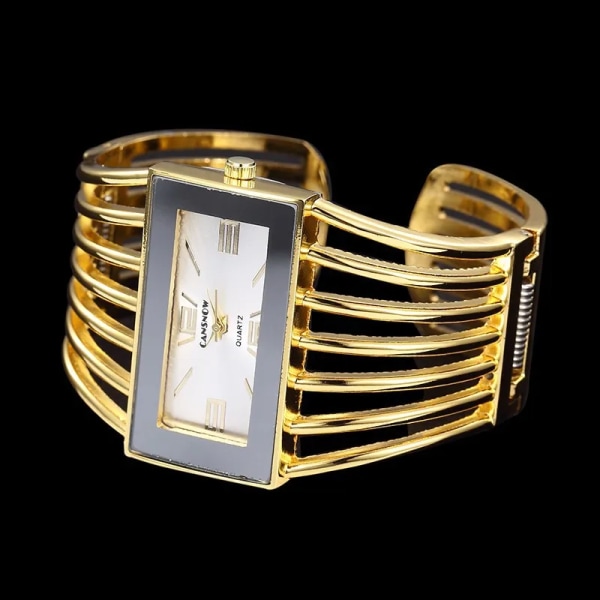 Damklockor Ny lyxarmband Stålarmband Mode rektangel Liten urtavla Dam Quartz Armbandsur Klocka Hot Montre Femmes Gold Gold