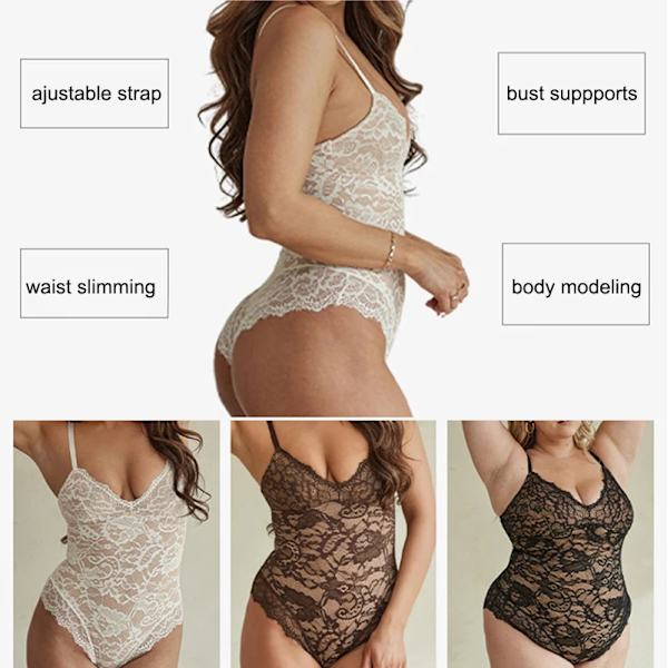 AfruliA Lace Shapewear Bodysuits Korsett Body Shaper Öppen gren Fajas Colombianas Seamless Underwear Dam Daily Deep V Camisole black bodysuits L