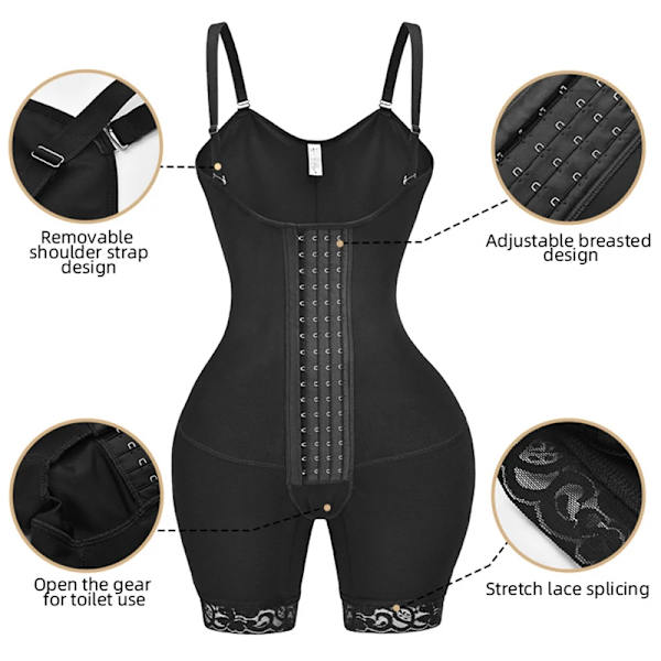 Body Shaper Waist trainer för kvinnor Pärmar Magkontroll Butt Lifter Fajas Colombianas Shapewear Slimming Belly Sheath Black XXXL