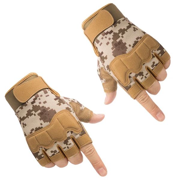 Män Taktiska handskar Militär armé skytte Skärsäkra fingerlösa handskar Antisladd utomhussport Paintball Airsoft cykelhandskar yellow camouflage M
