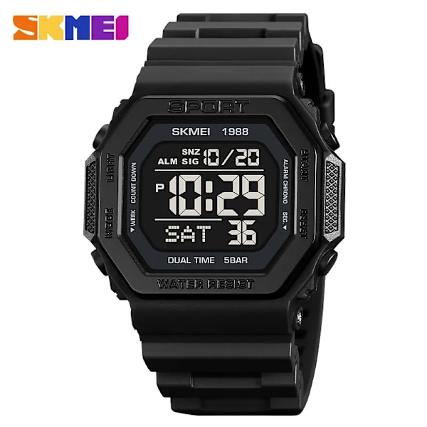 SKMEI 1988 Outdoor Sport Watch Herr Väckarklocka Chrono Clock 5Bar Vattentät Militär Klockor LED Display Digital Watch Reloj Hombre gold