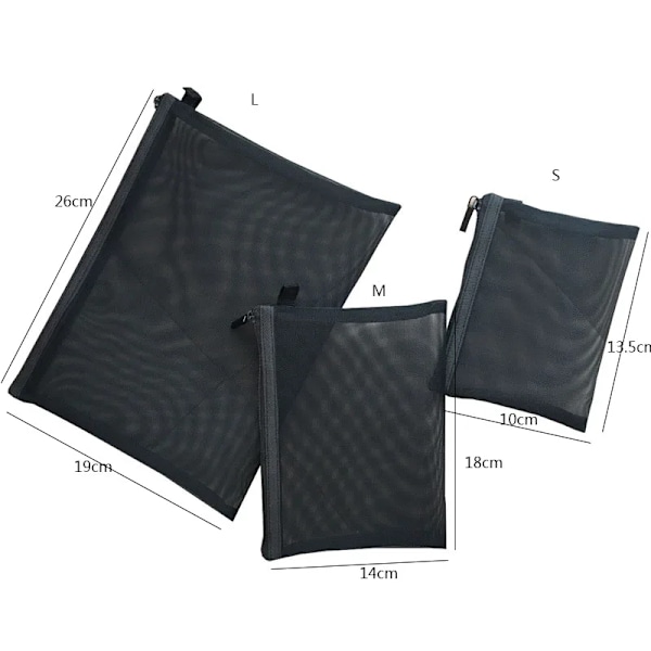 1 STK Kvinnor Nödvändig Kosmetikväska Transparent Mesh Dragkedja Organizer Mode Liten Stor Svart Toalettpåsar Case Black3 M