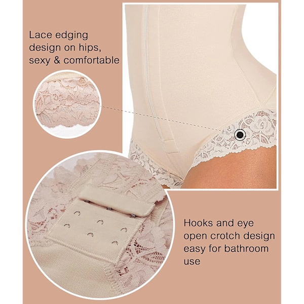 Body Shapewear Kvinnor Waist Trainer Korsettpärm Bantning Magslida Reduktiv gördel Butt Lifter Dragkedja Fajas Beige XL