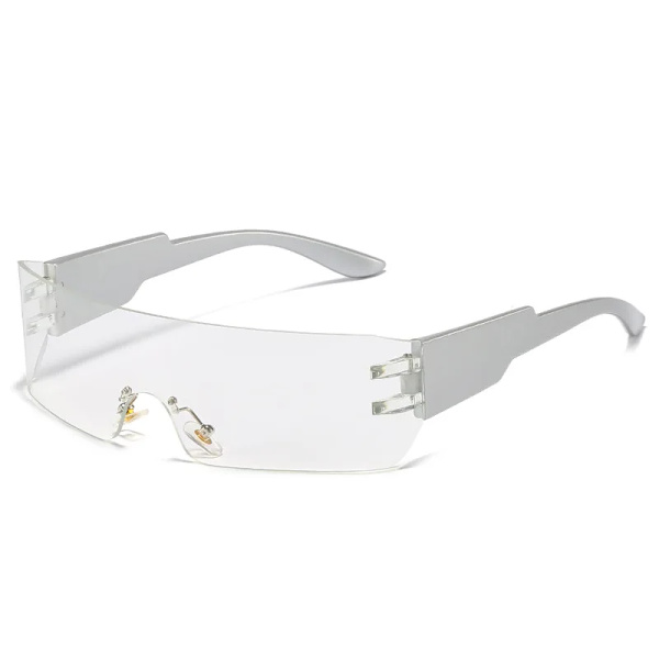 Kardashan Flat Top Shield Mode Punk Solglasögon Dam Y2K Solglasögon Män Spegel One Piece Glasögon 2000S 90S Estetiska glasögon D7-transparent look picture