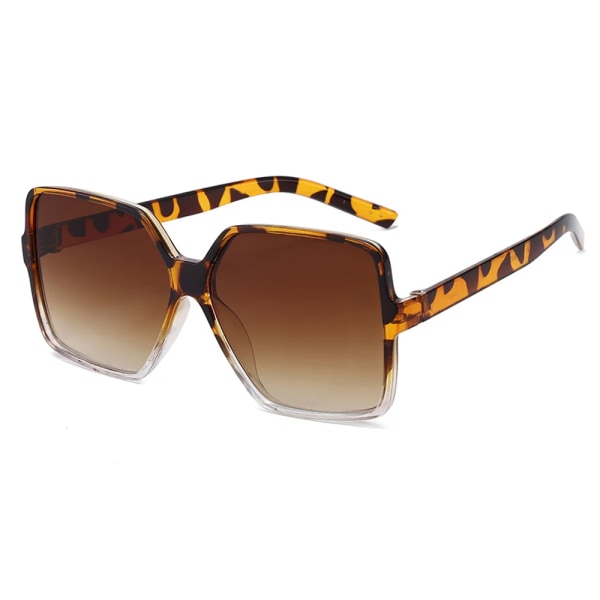 2021 Lyxiga Oversize fyrkantiga solglasögon Kvinnor Vintage Stor Ram Kvinnor Solglasögon UV-skydd Glasögon Gradient Kvinnliga Glasögon Leopard Brown