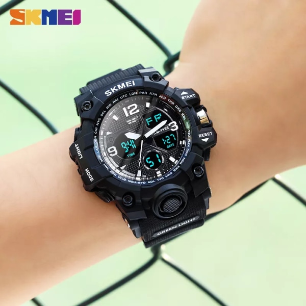 SKMEI Herrklockor Mode Sport Militär Quartz Digital Vattentät Simstoppur Armbandsur Klockor Man Relogio Masculino Black