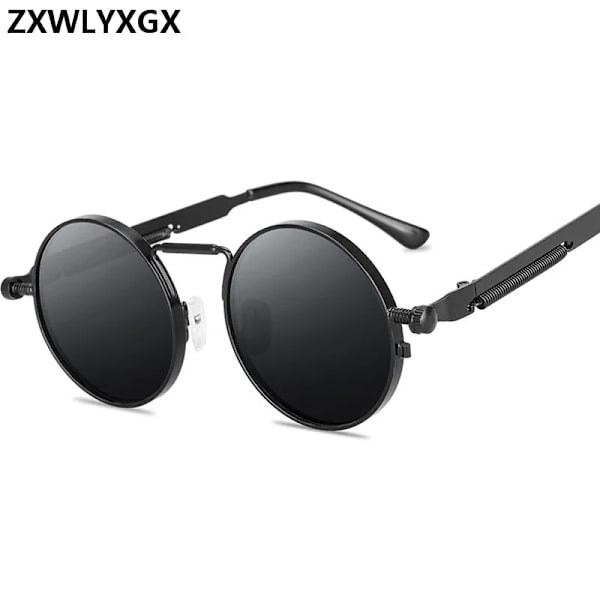 Vintage Punk Style Solglasögon Män Retro Rund Metallram Dam Solglasögon Mode Glasögon Gafas sol mujer UV400 C1 Other