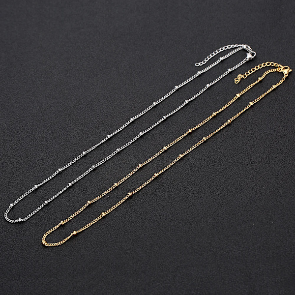 5 st/lot 316L rostfritt stål 2,0 mm satellitpärlkulkedjehalsband 45+5 mm lång justerbar länkkedjekrage dam smycken gold 2mm 40cm plus 5cm
