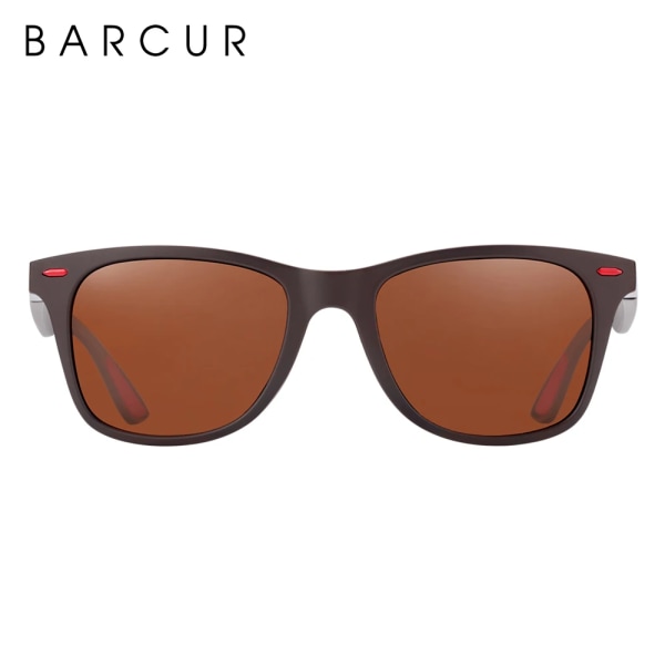 BARCUR Trending TR90 Polarized Solglasögon Dam Fyrkantiga glasögon Herr Solglasögon Vintage Unisex Goggle Man UV400 Oculos de sol Brown BARCUR
