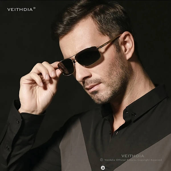 VEITHDIA Brand Designer Solglasögon Herr Körsport Polariserad UV400-lins Man Utomhus Solglasögon Glasögontillbehör 2458 black red package C