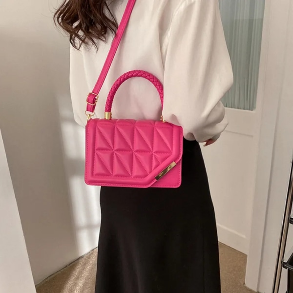 Nytt mode axelväska Rutigt PU-läder Damhandväskor Designer Crossbody-väskor för kvinnor White 20x13x7cm