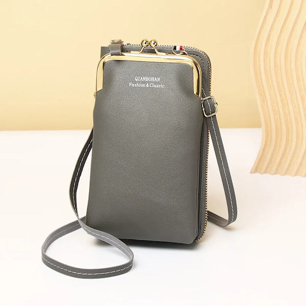 Kvinnor Telefon Crossbody Väska Pu Läder Mini Shoulder Messenger Bag Rese Bärbar myntväska Kortväska Väskor för flickor Plånböcker Gray