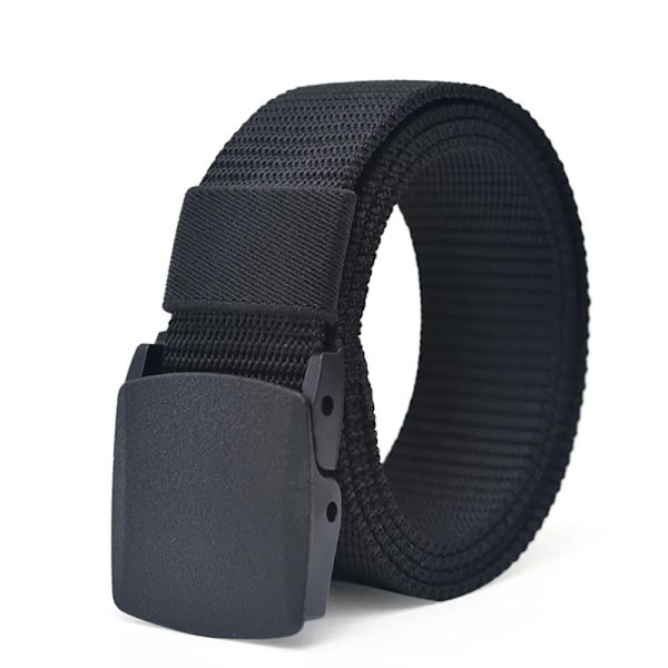 Plastspänne Nylon Canvas Bälte Herr Kvinnor Utomhusarbete, 1,5 tum brett metallfritt militärt taktiskt midjebälte Flygplatsvänligt Deep Gray 120cm