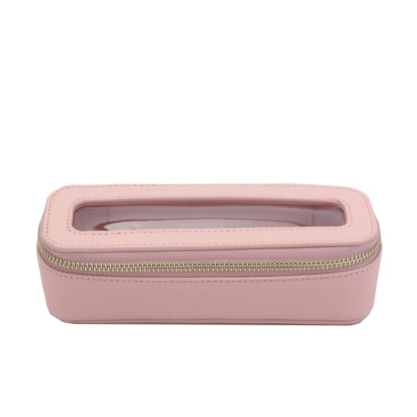 Anpassade bokstäver Färgglada Klassisk Saffiano Bärbar Resor Klar PVC Kosmetikväska TPU Tvättväska Sminkborste Förvaringsväska Present pink 19X6X6CM