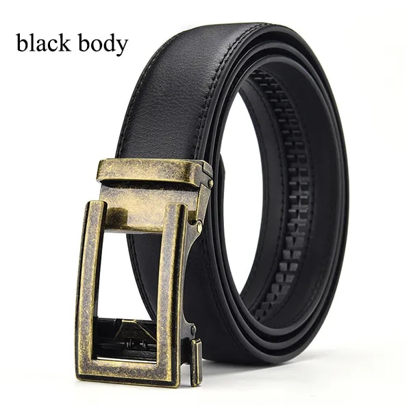 [LFMB]Mänsbälte Ko äkta läder herrbälte kohudsrem för manlig spärr automatiskt spänne bälten för män märkesbälte ne811-black 100cm 28to29Inch