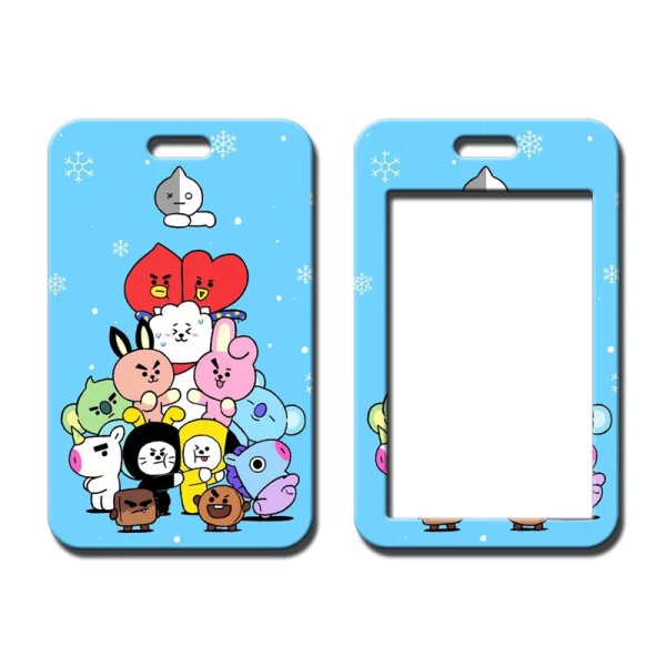 Nytt B t21- set Kawaii Anime Badge Anti-Lost Lanyard Studentmåltidskort Skyddsärm Busskort Måltidskorthänge Bt21 Present BT-1