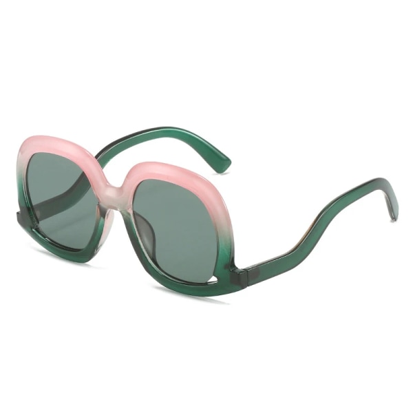 SO&EI Mode Unika ovala solglasögon Dammode Färgglada Leopard Gradient Shades UV400 Män Trendande ihåliga solglasögon Pink green As the picture